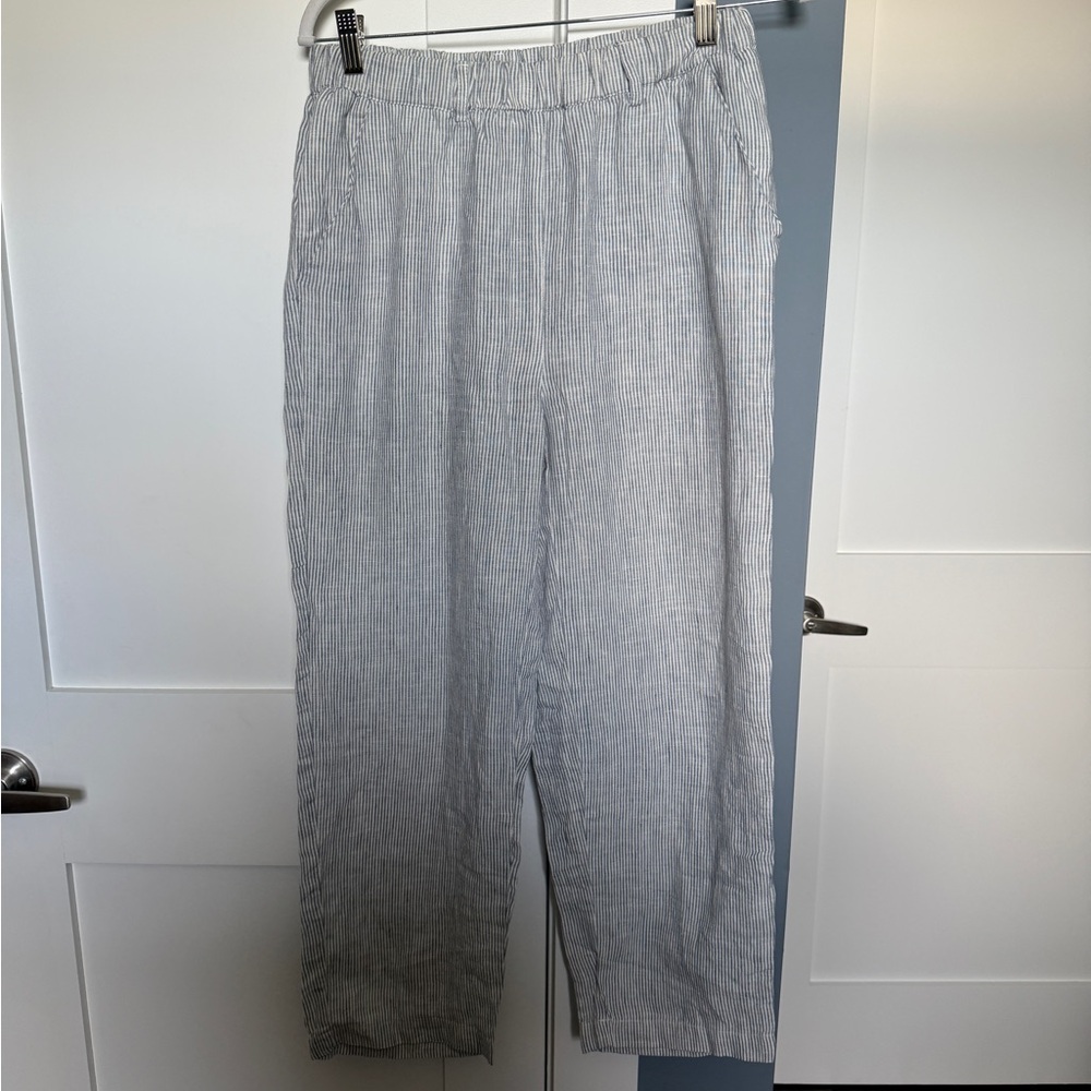 Quince Blue / white Striped Linen Pants